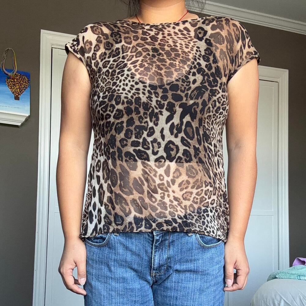 Artsy sheer animal print top